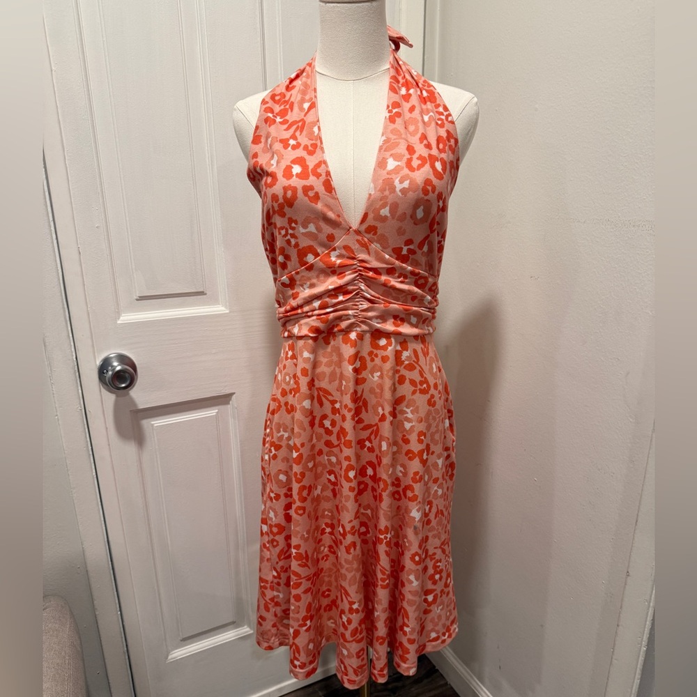 Stylish Orange Halter Dress